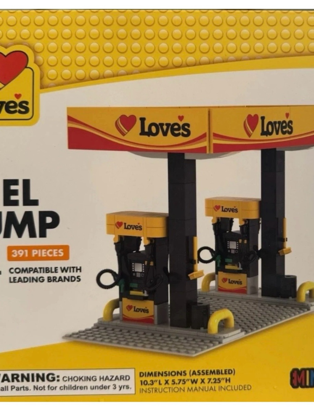 Love Yellow & Black Gas Station Building Blocks Set